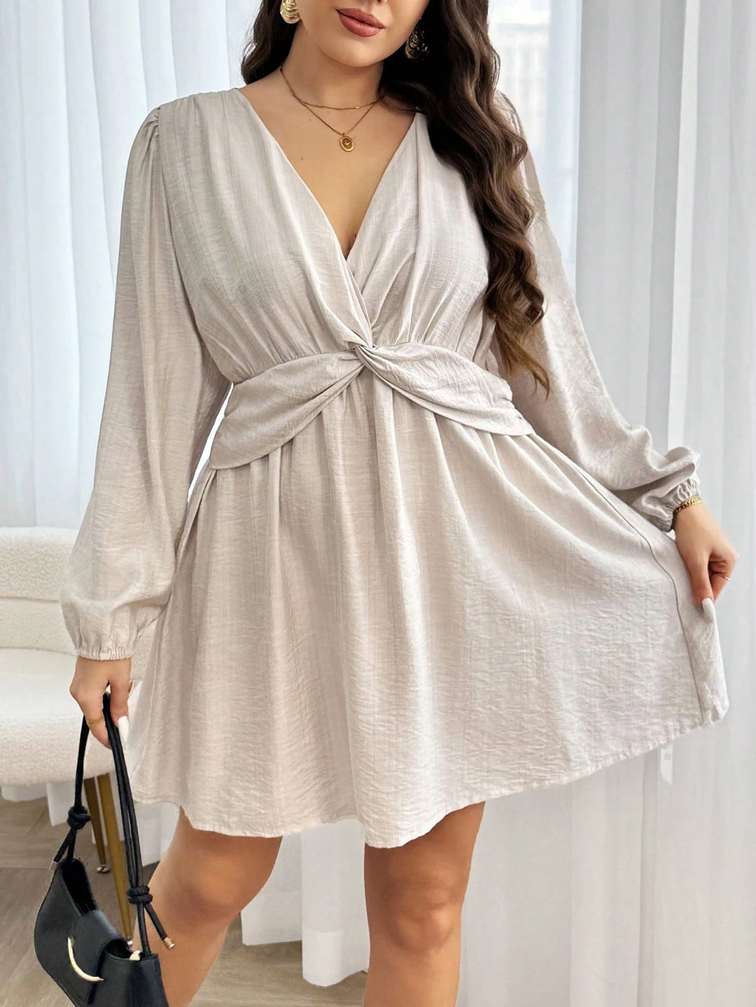 Shein Curve+ miniruha, bézs