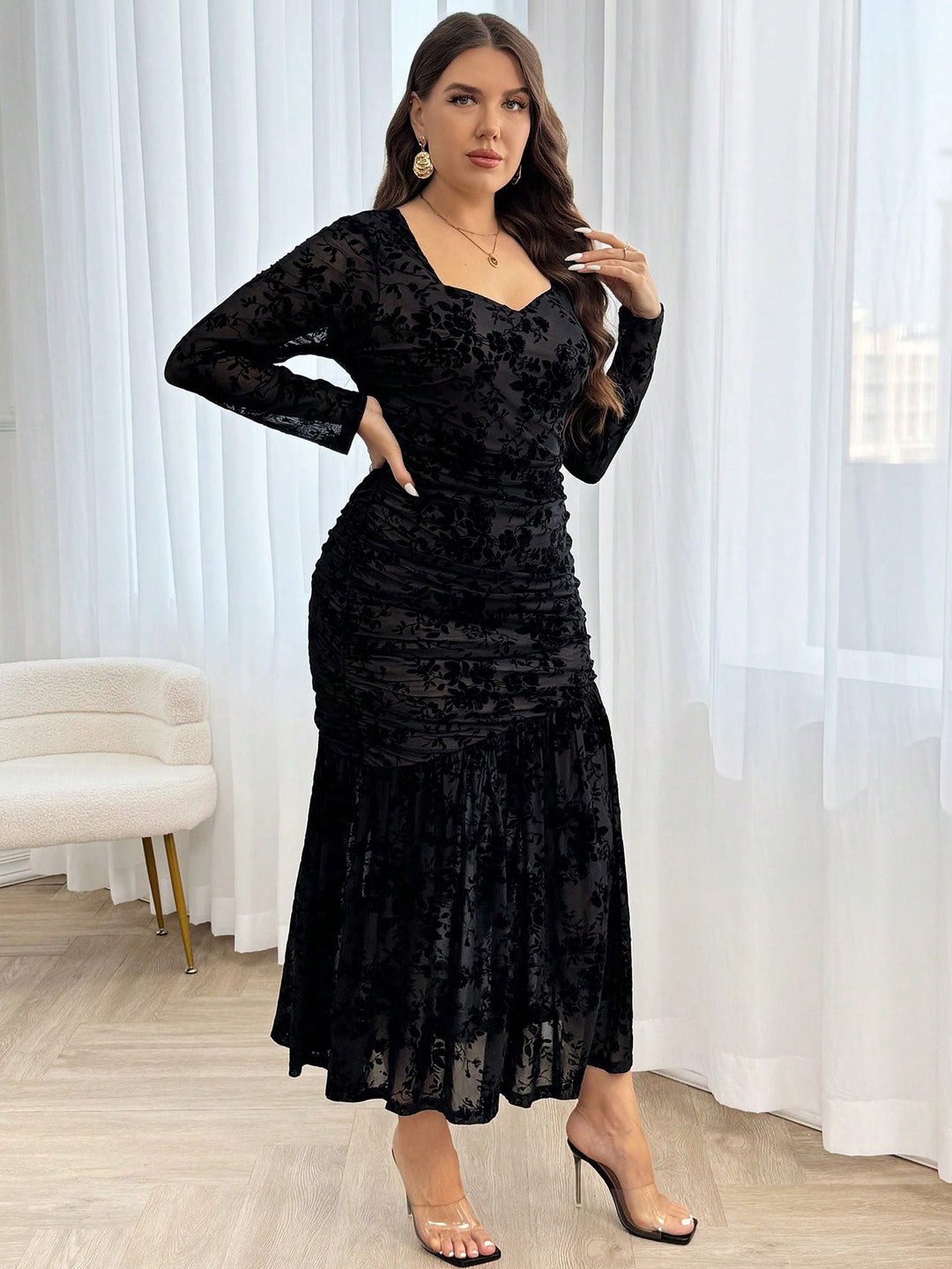 Rochie midi SHEIN, negru
