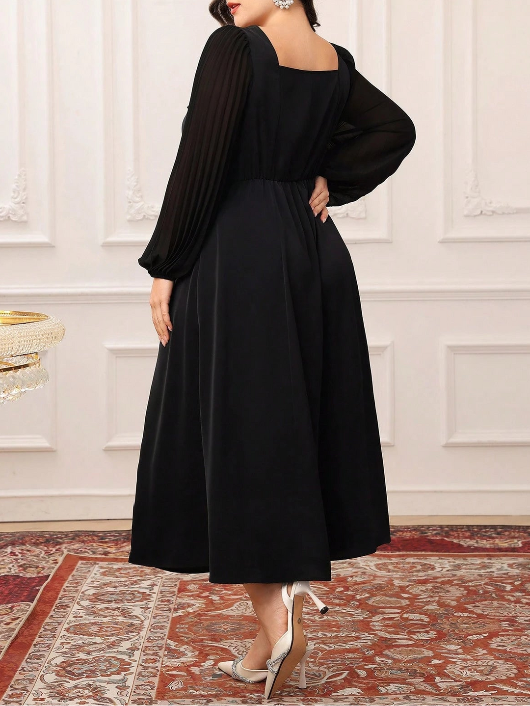 Rochie midi Shein Curve+, negru