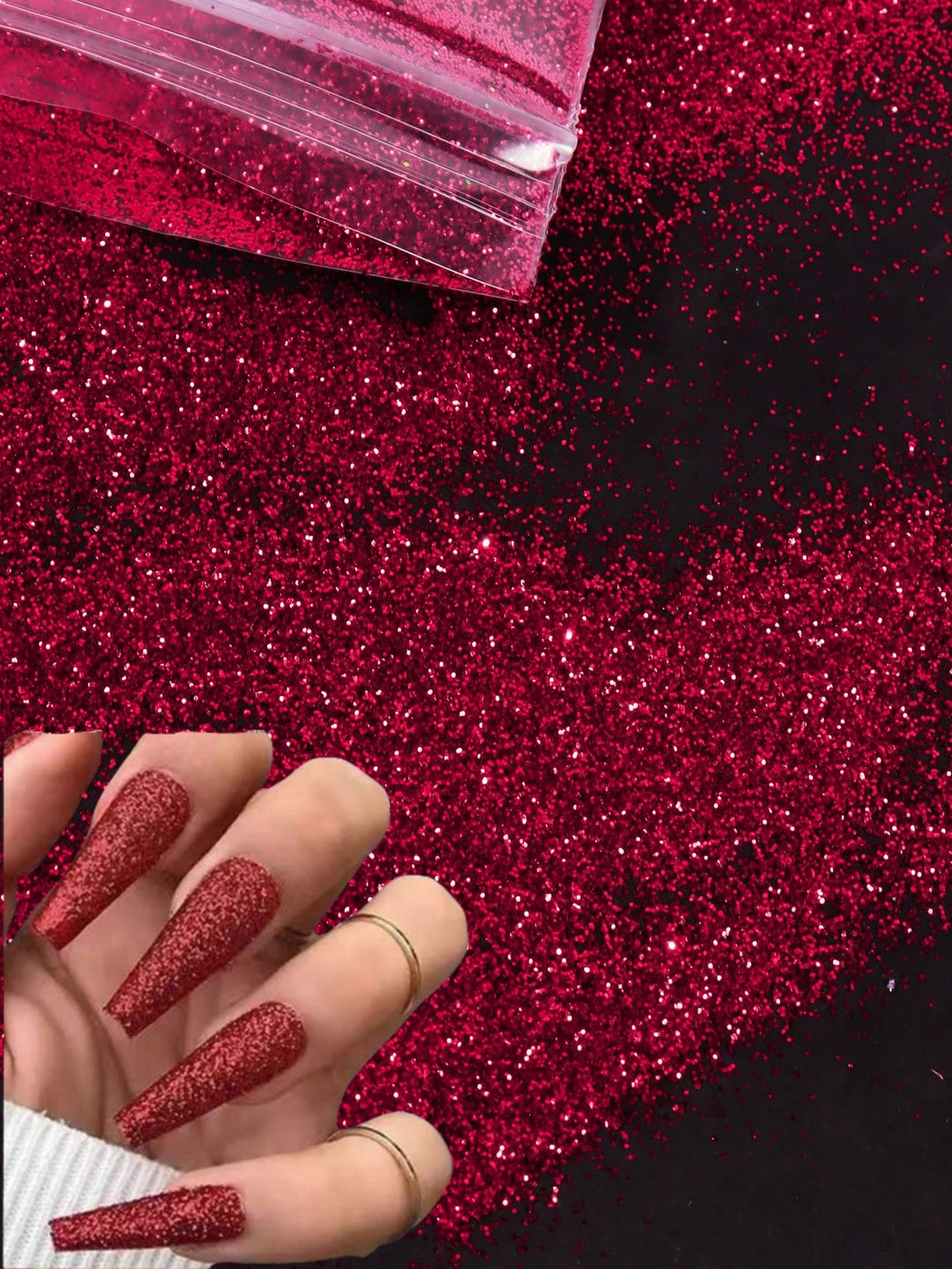 Pudră glitter pentru unghii SHEIN, roșu