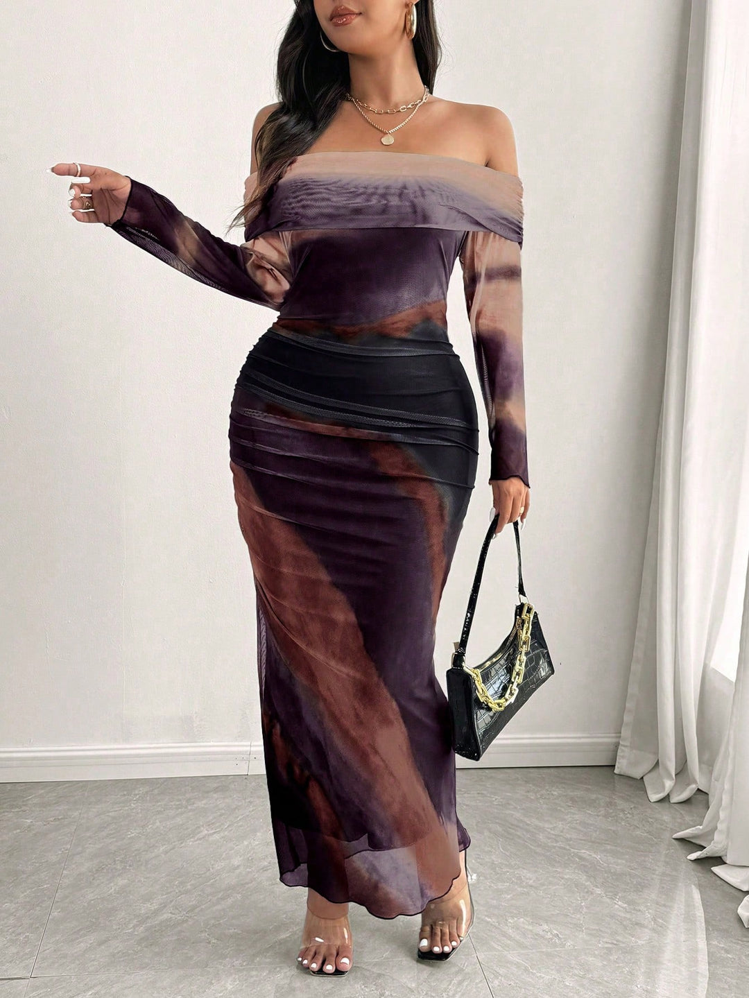 Rochie maxi Shein Curve+, mix culori