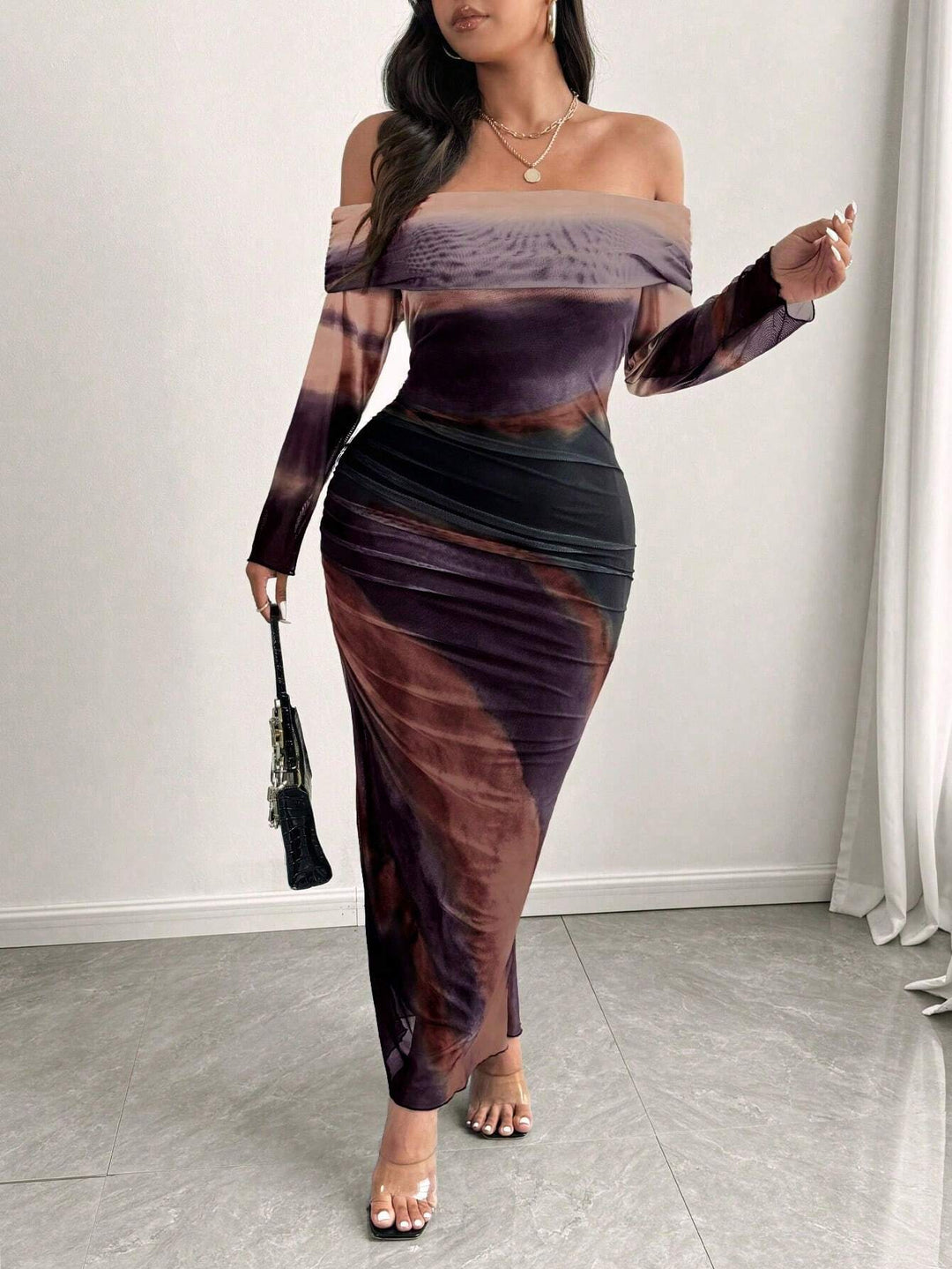 Rochie maxi Shein Curve+, mix culori