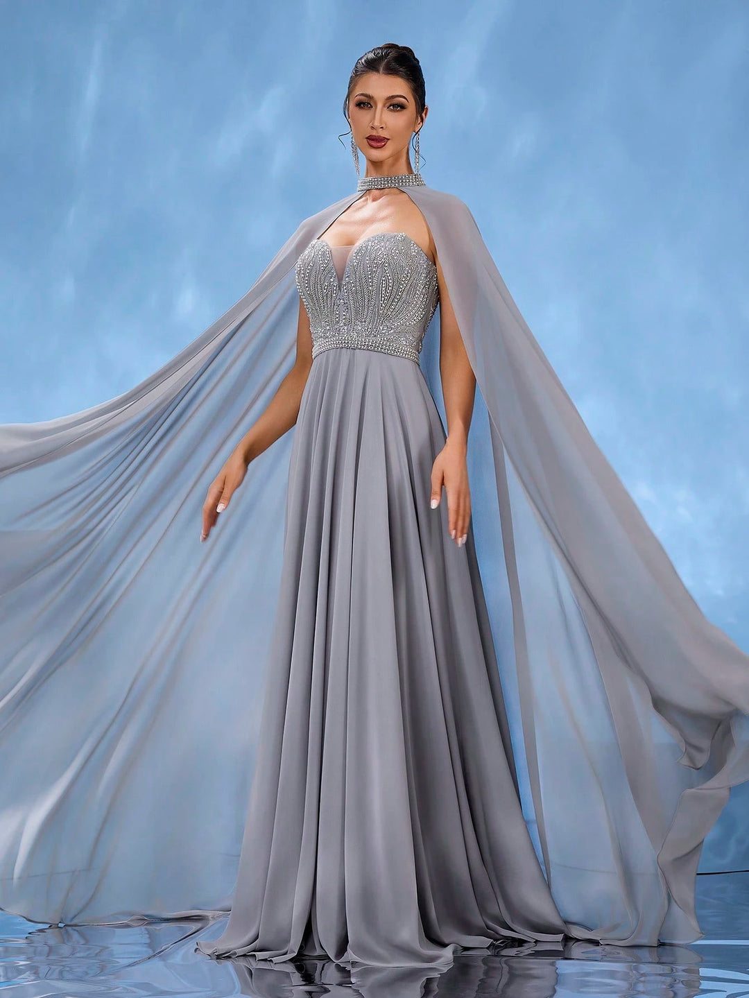 Rochie de ocazie SHEIN, gri