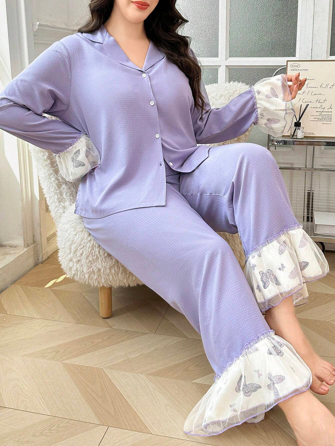Compleu pijamale SHEIN, mov