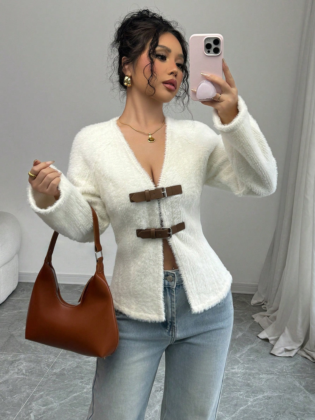 Cardigan SHEIN, alb