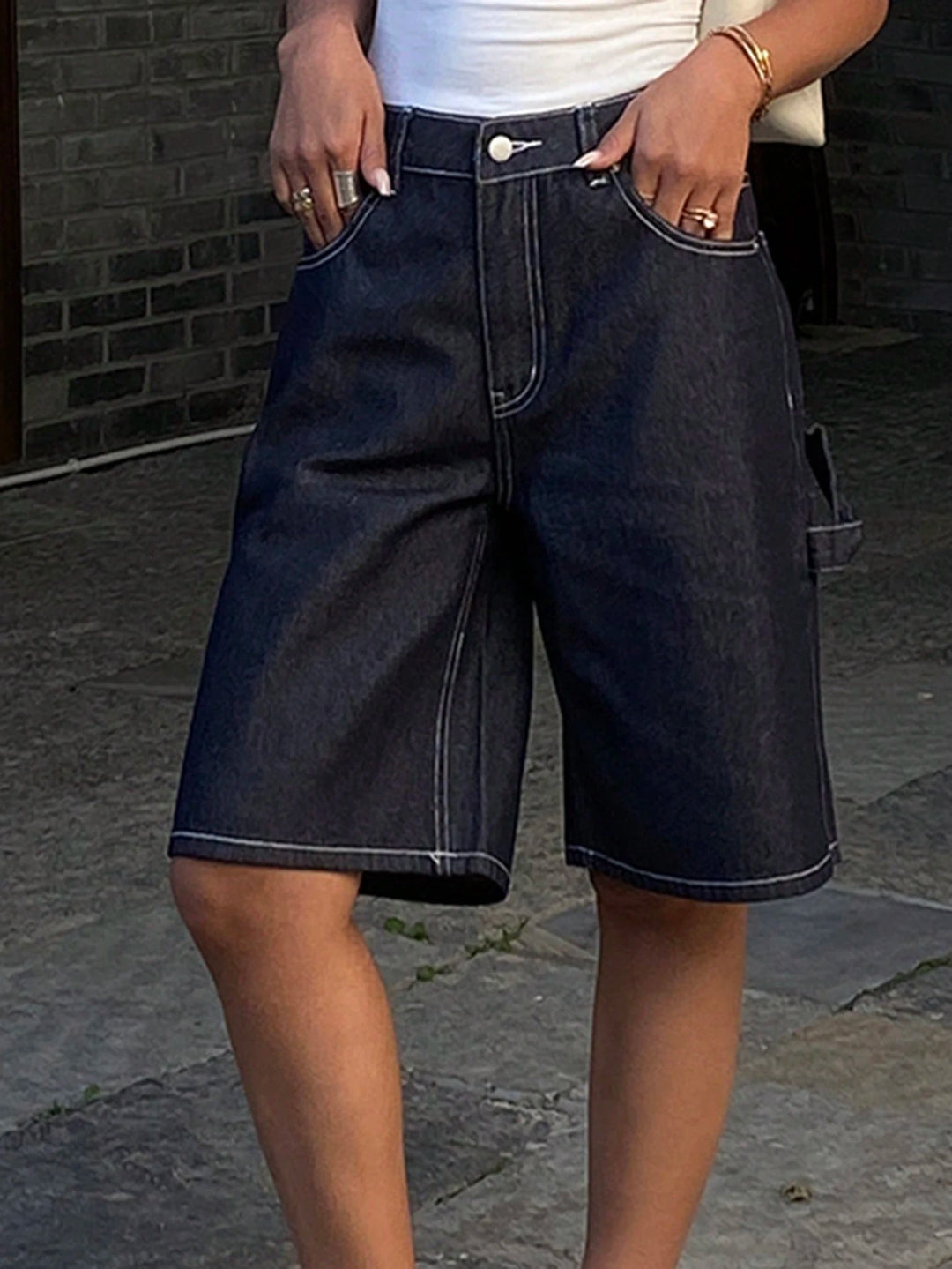 Jeans 3/4 Shein, bleumarin