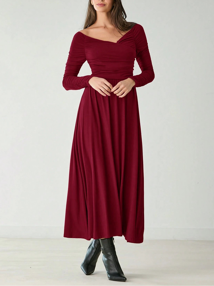 SHEIN bordó midi ruha