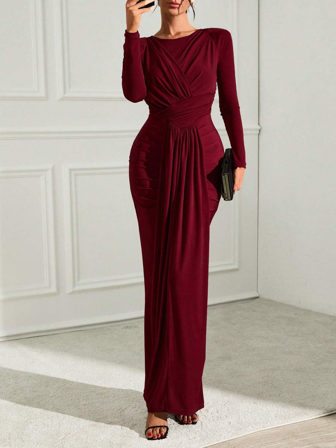 Shein maxi ruha, bordó