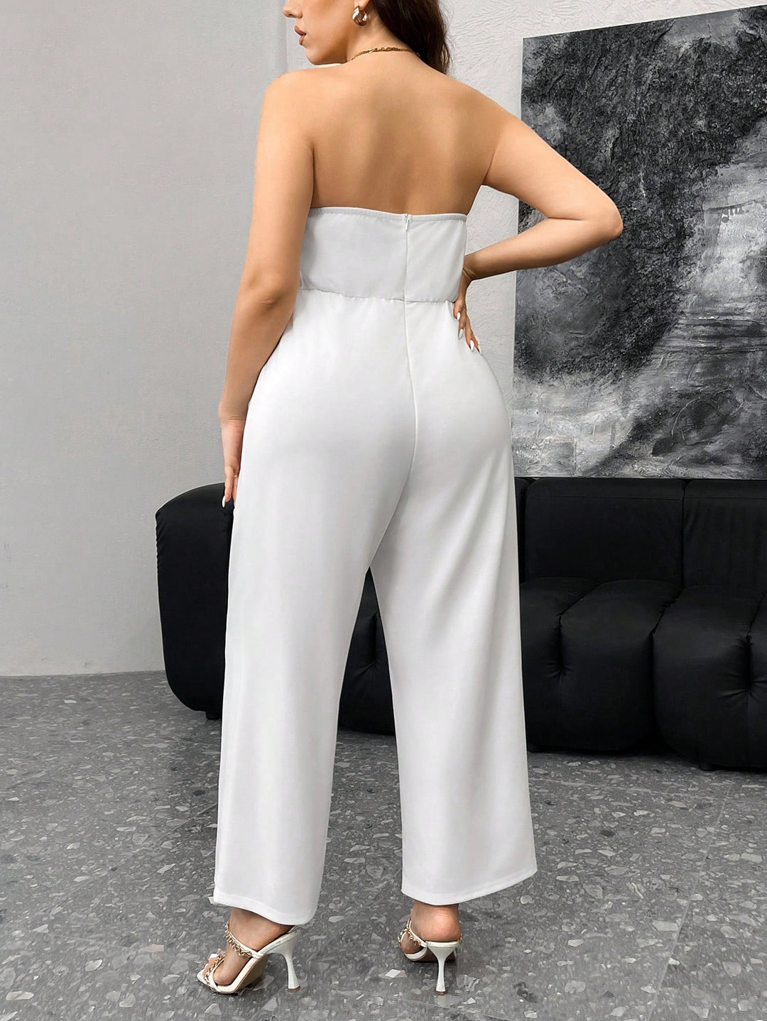 Salopetă lungă Shein Curve+, alb