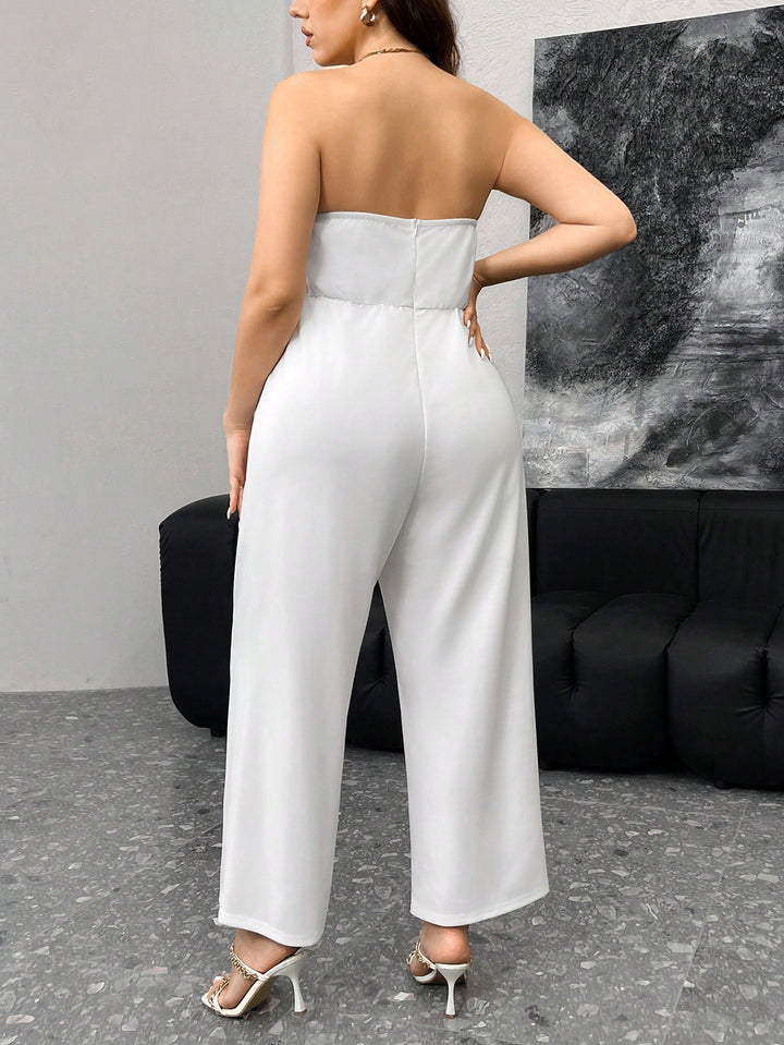 Salopetă lungă Shein Curve+, alb