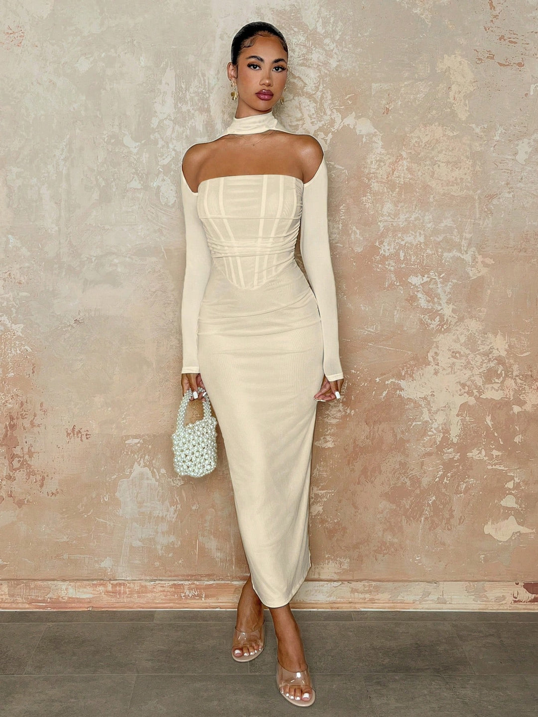 Rochie midi SHEIN, crem