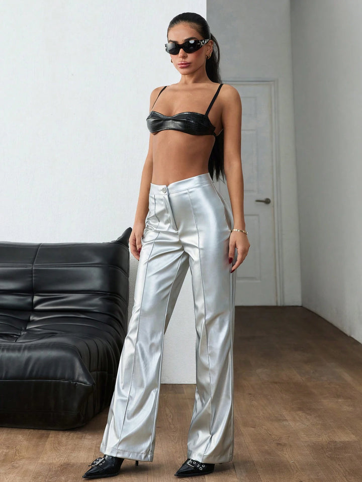 Pantaloni SHEIN, argintiu