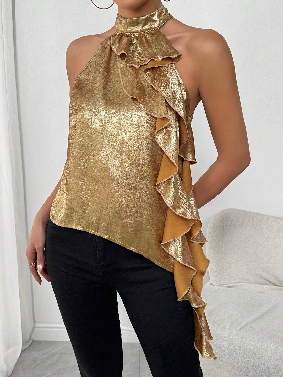 Bluza fără mâneci SHEIN, auriu