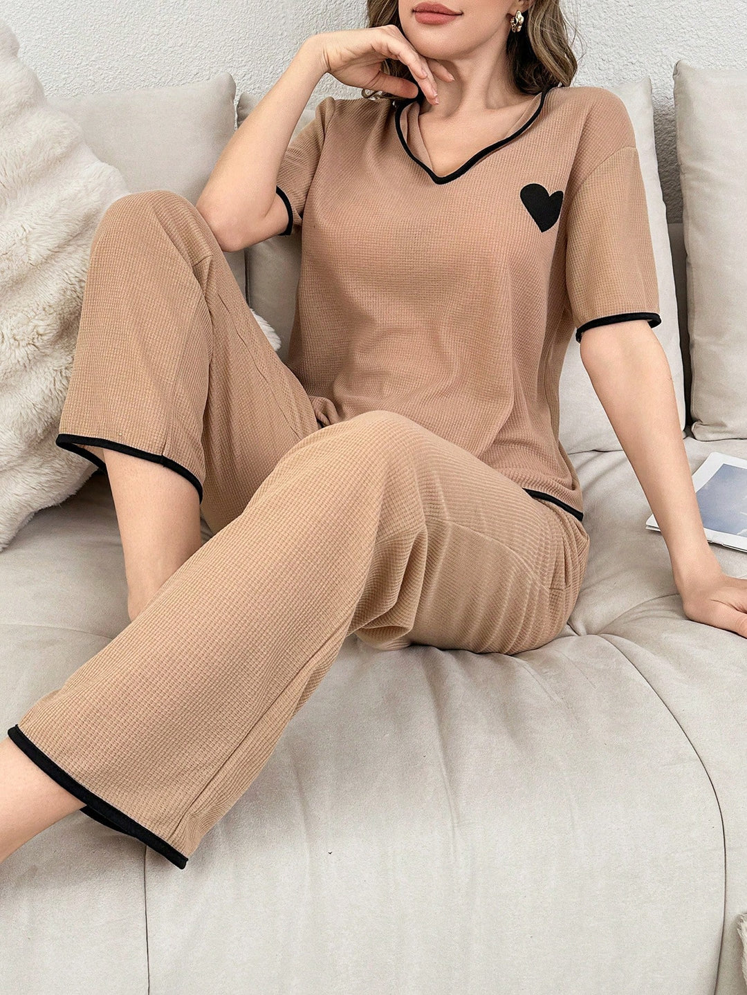 Set pijamale SHEIN, kaki