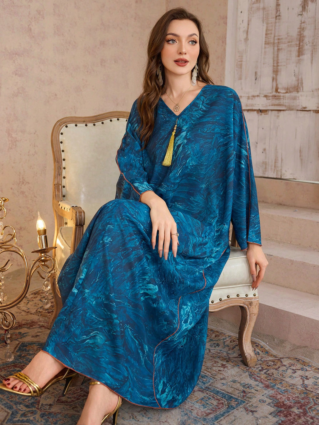Set caftan și jalabiya SHEIN, verde
