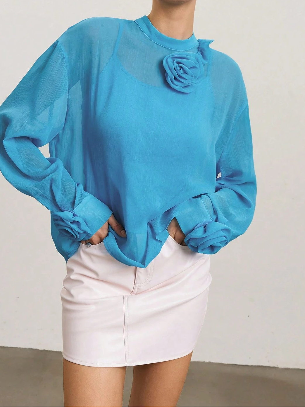 Set cămașă și top SHEIN, albastru