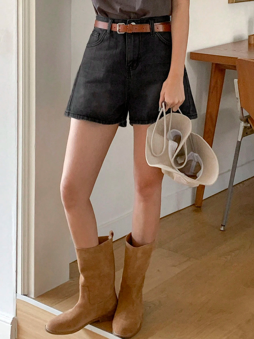 Pantaloni scurți de blugi, negru