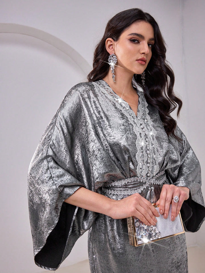 Set caftan și jalabiya SHEIN, gri