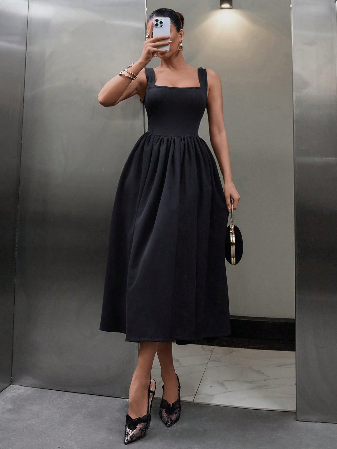 Rochie midi SHEIN, negru