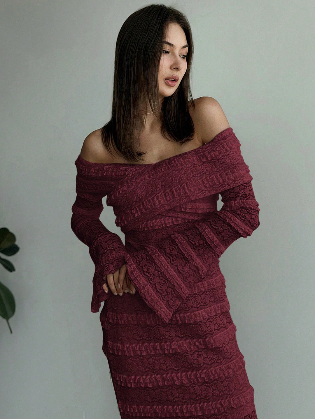 Rochie maxi SHEIN, vișiniu