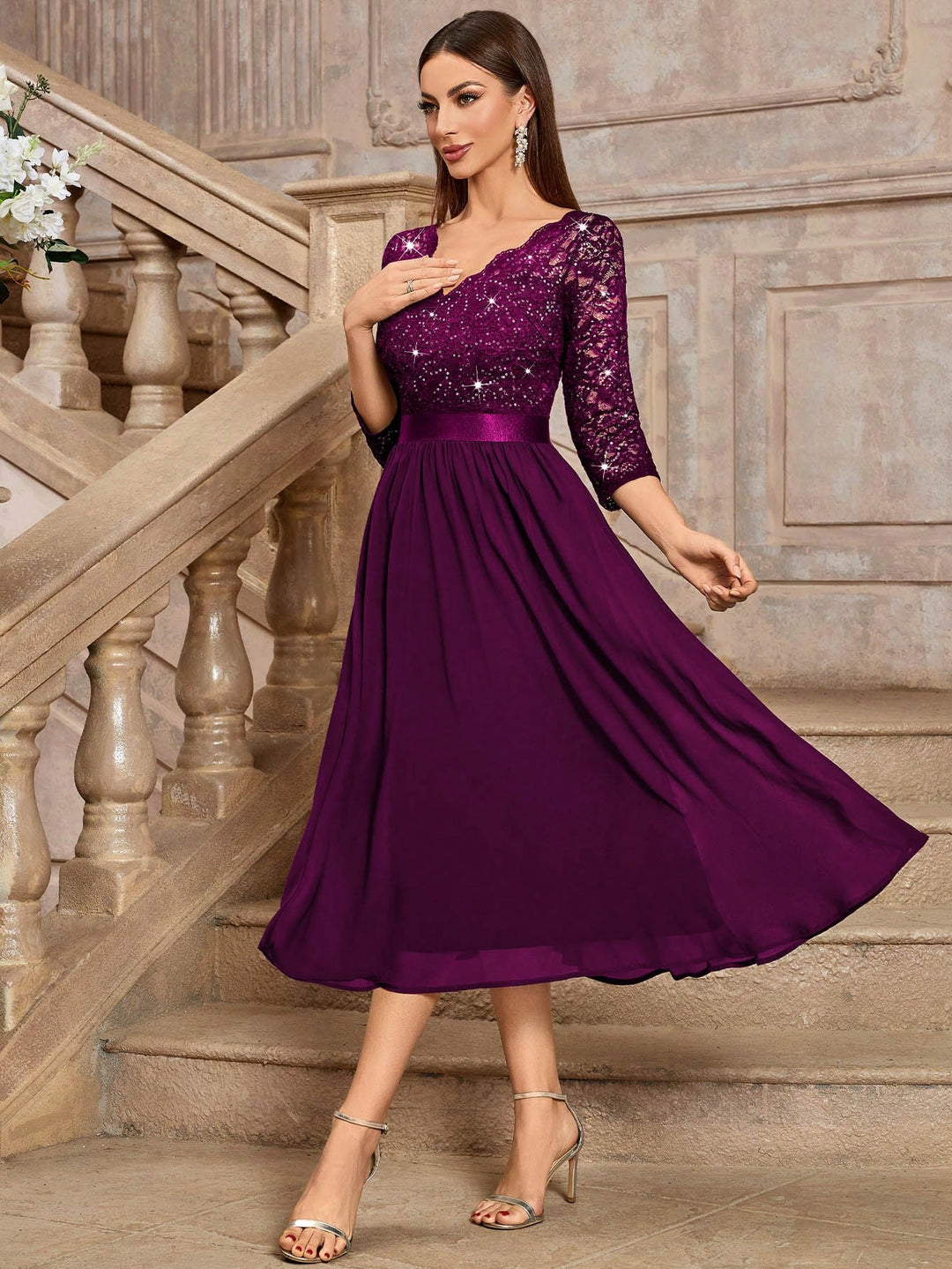 Rochie midi SHEIN, vișiniu
