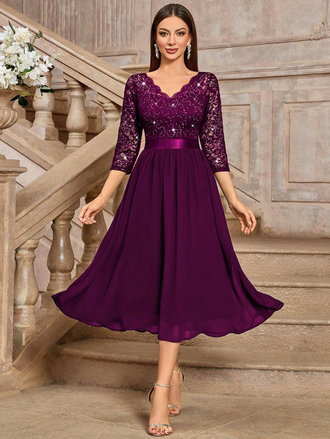 Rochie midi SHEIN, vișiniu