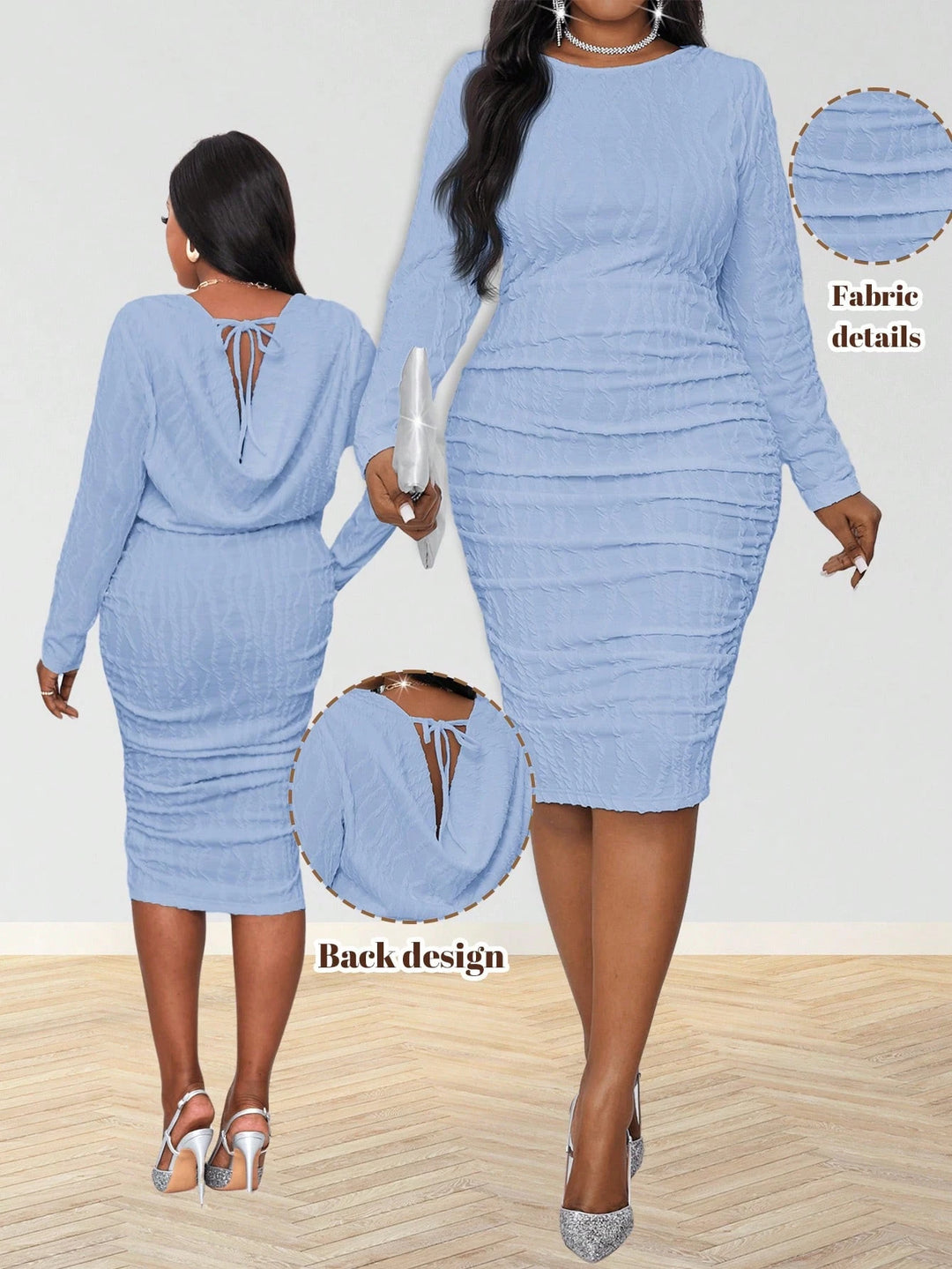 Shein Curve+ midiruha, kék
