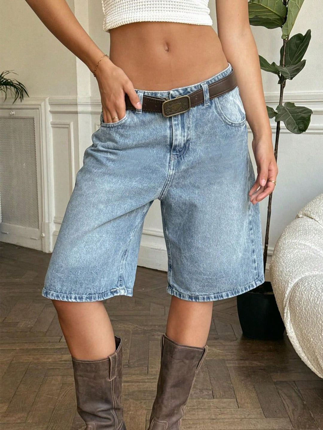 Pantaloni scurți SHEIN, albastru