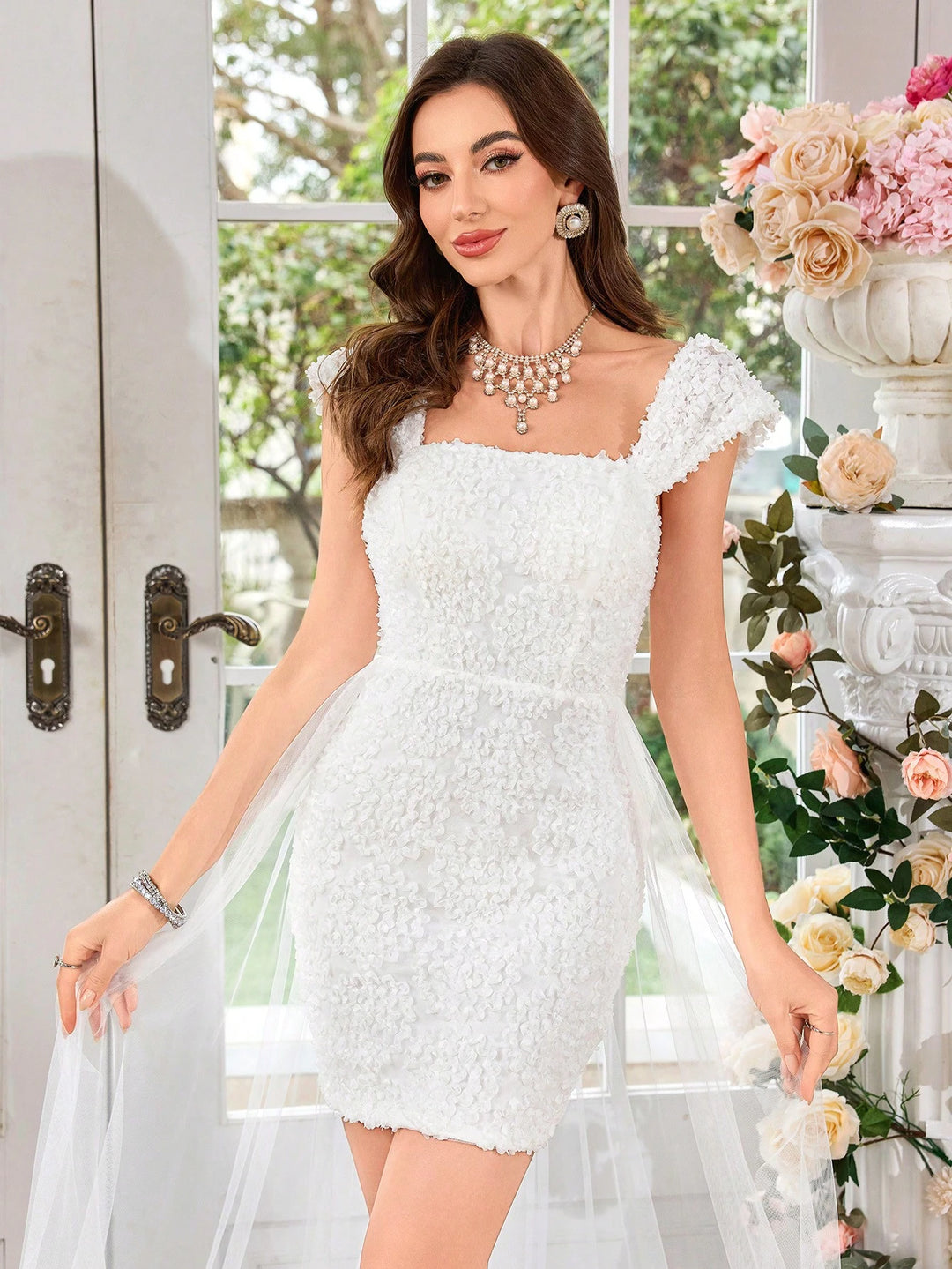 Rochie de ocazie SHEIN, alb