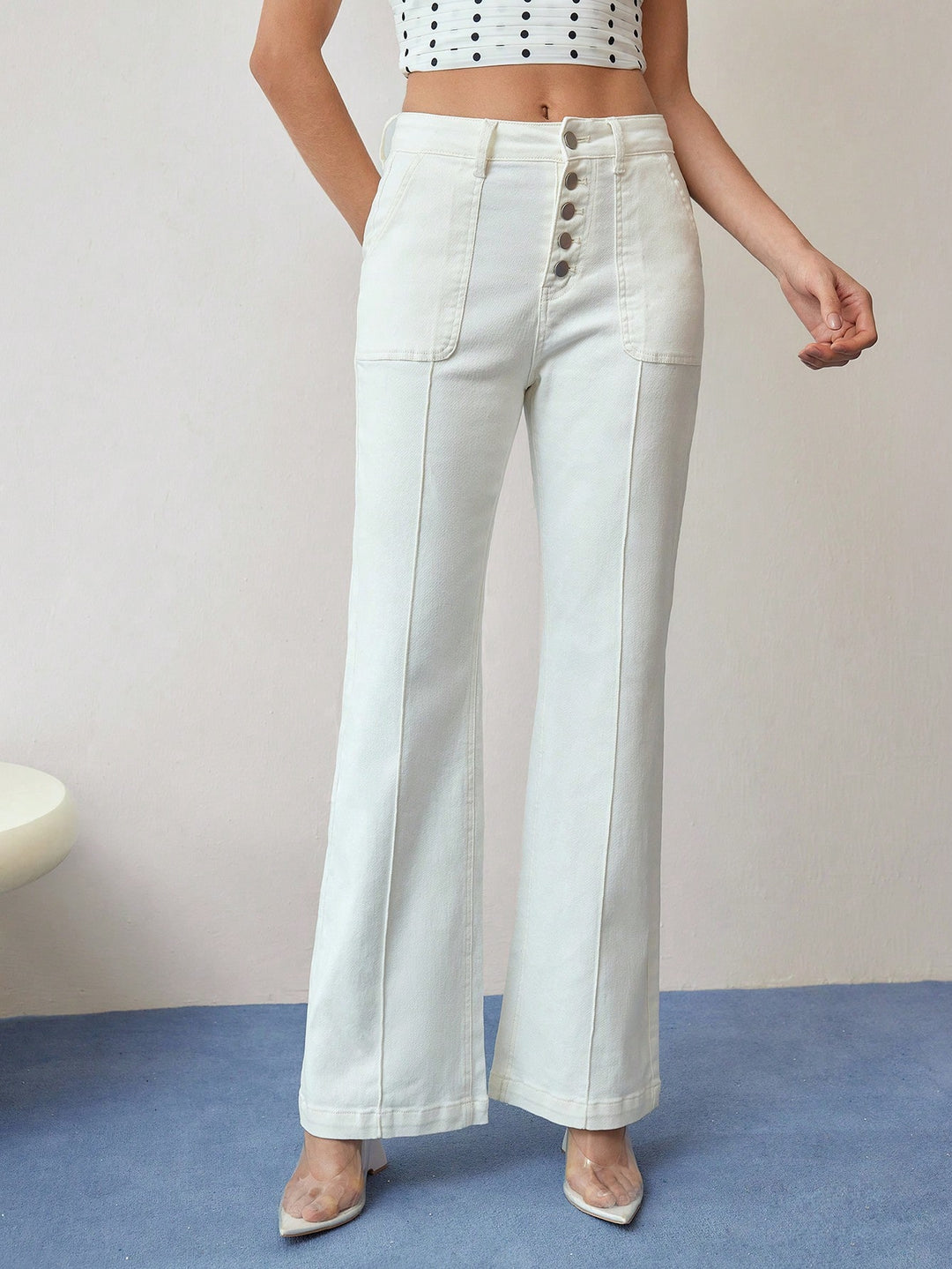 Pantaloni Shein, alb