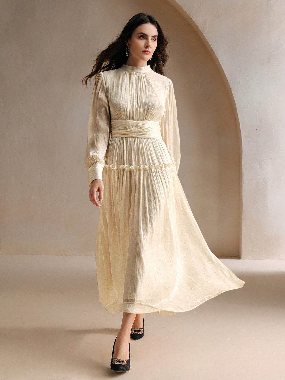 Rochie maxi SHEIN, bej
