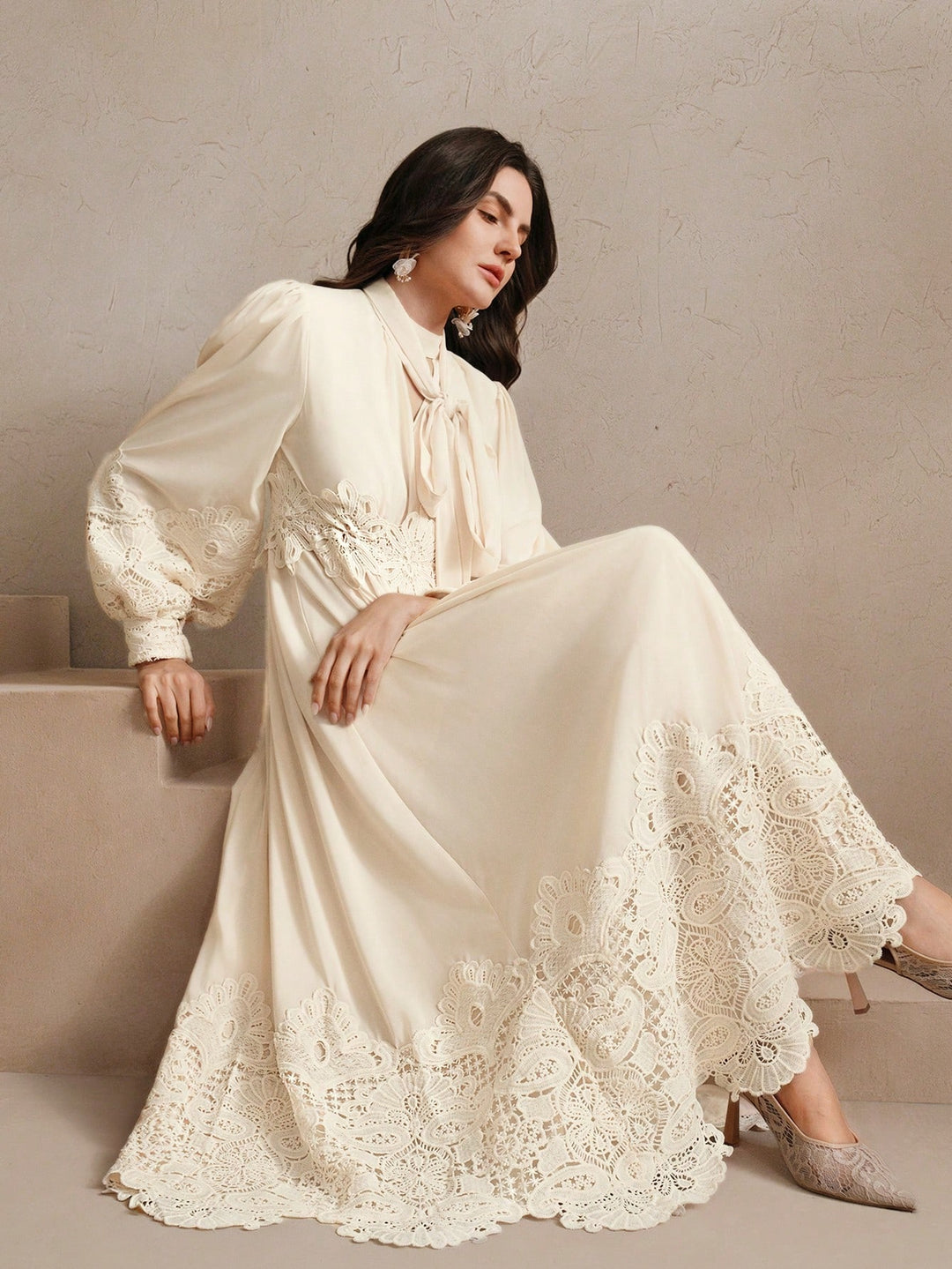 Rochie maxi SHEIN, crem