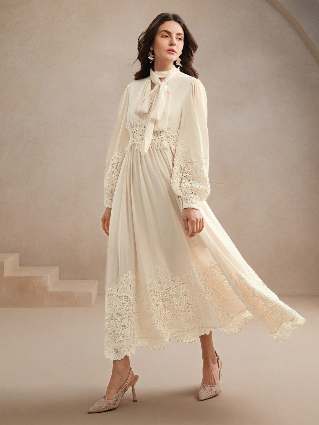 Rochie maxi SHEIN, crem