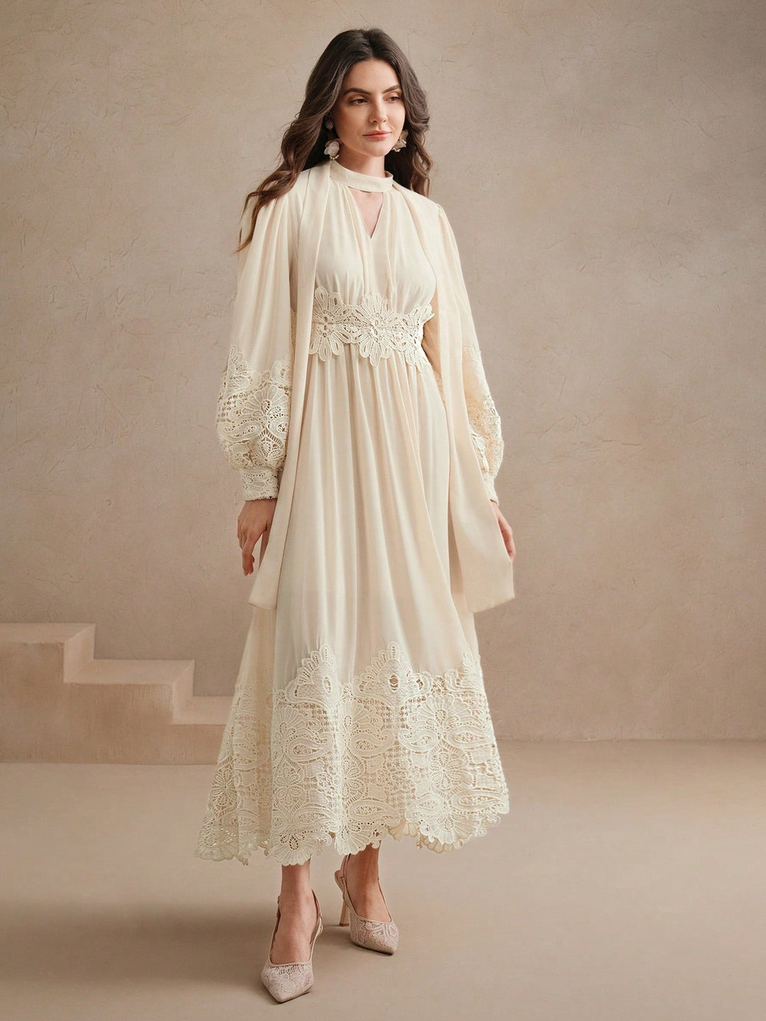 Rochie maxi SHEIN, crem