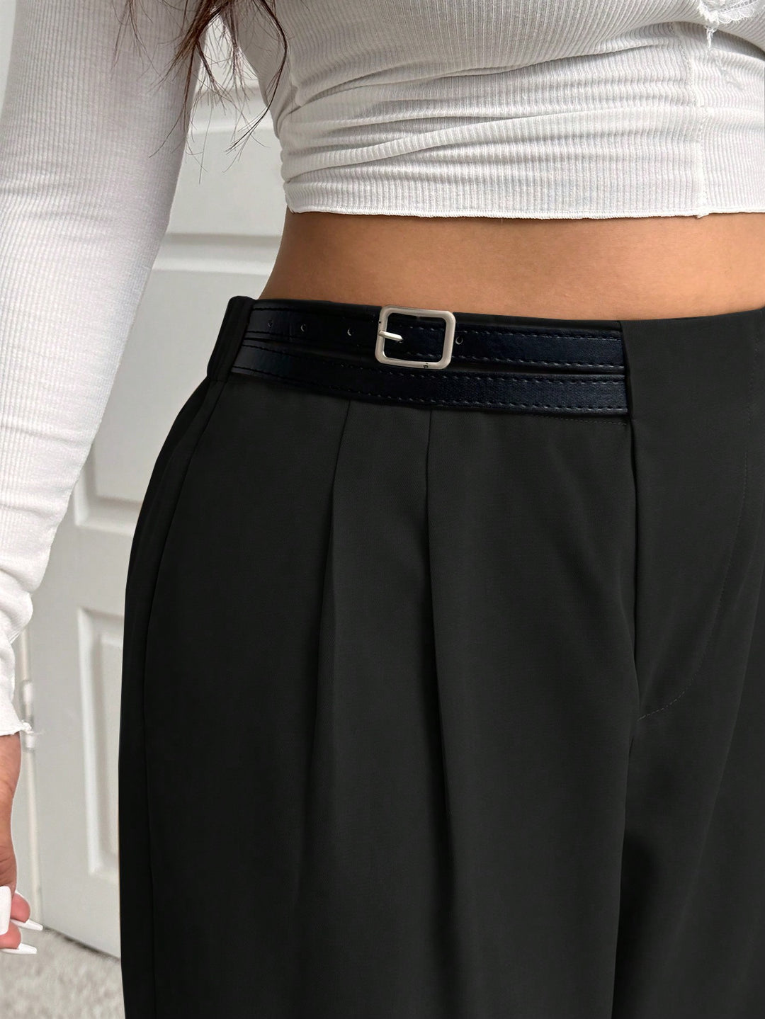 Pantalon de costum SHEIN, negru