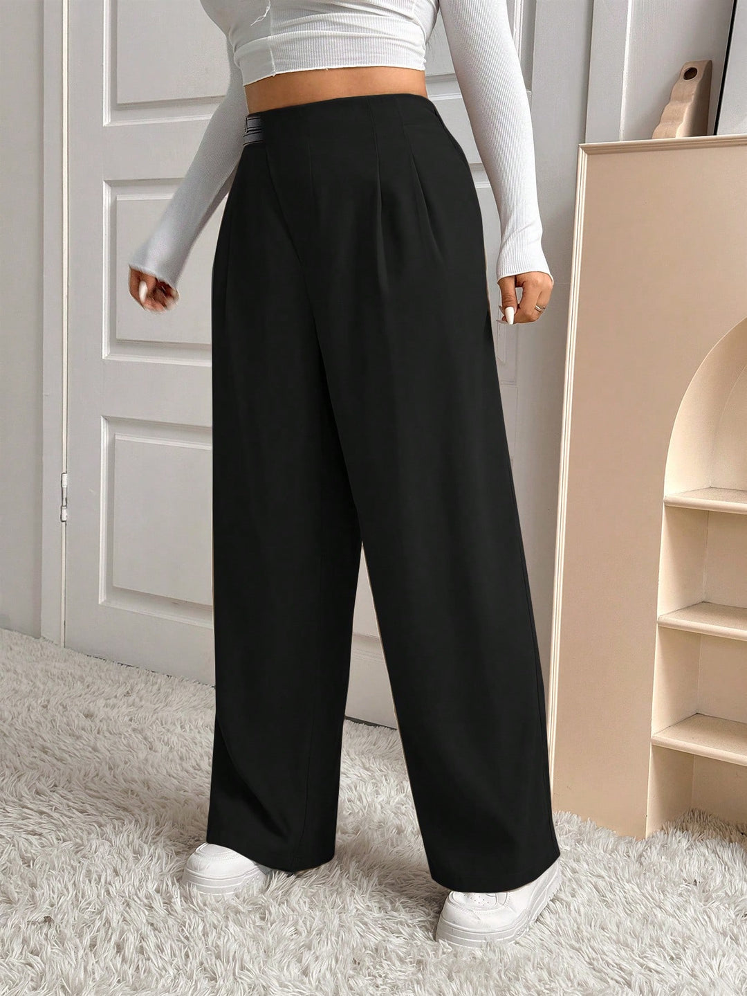 Pantalon de costum SHEIN, negru