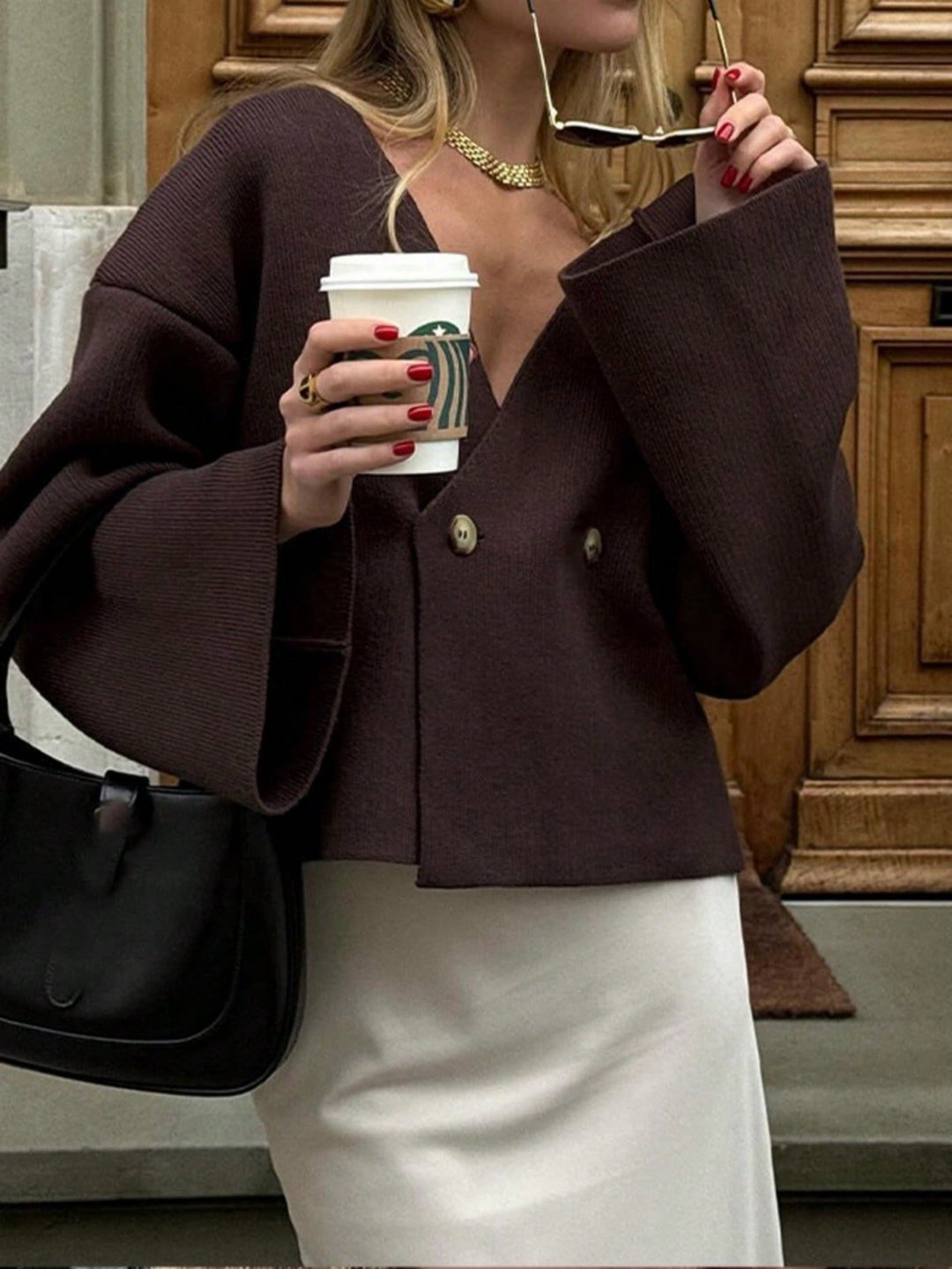 Cardigan SHEIN, maro