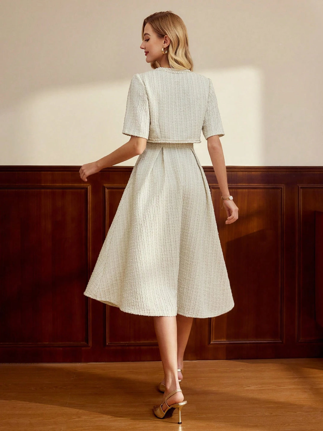 Set rochie și bolerou SHEIN, crem