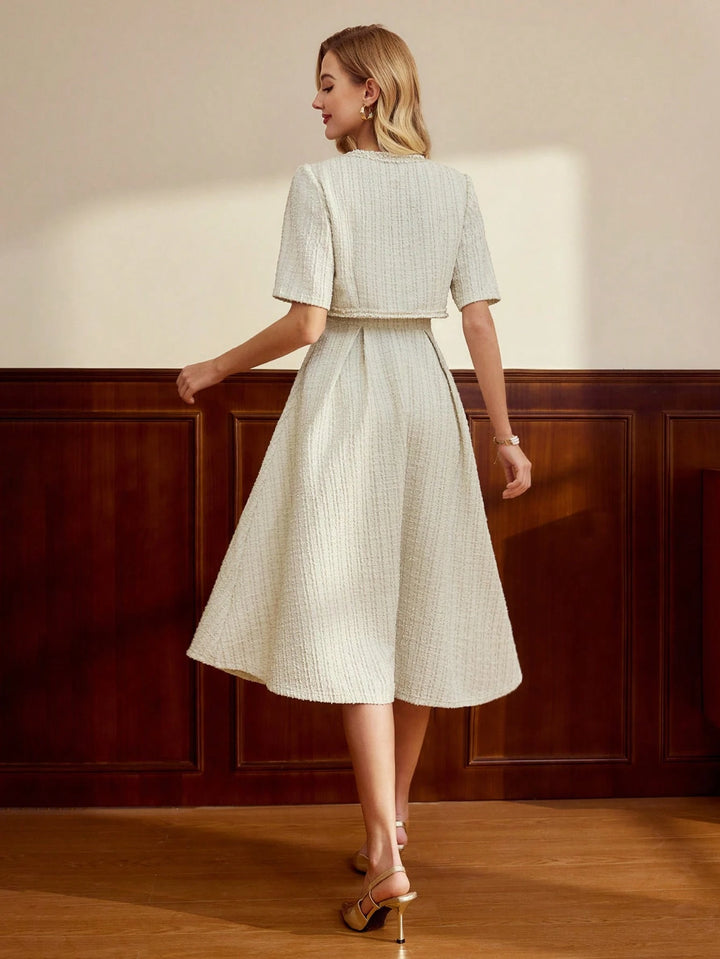 Set rochie și bolerou SHEIN, crem