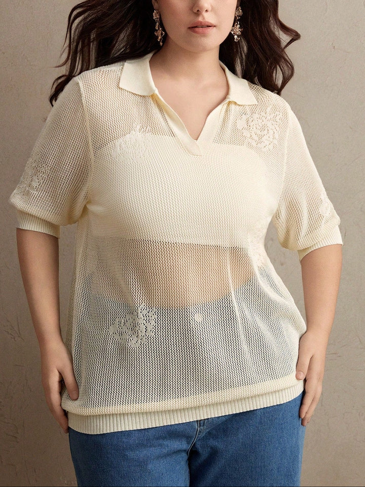 Tricou Shein Curve+, crem