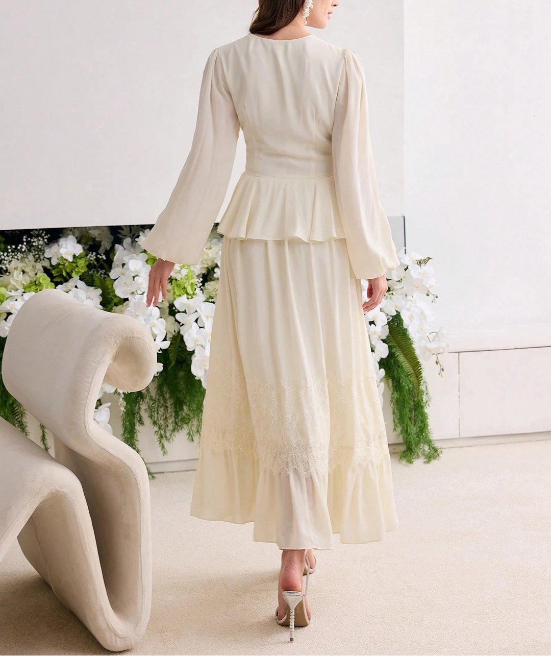 Shein maxi ruha, krémszínű