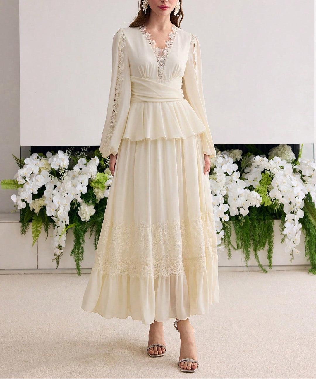 Shein maxi ruha, krémszínű