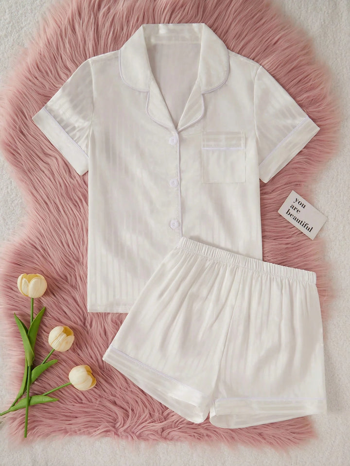 Compleu pijamale SHEIN, alb