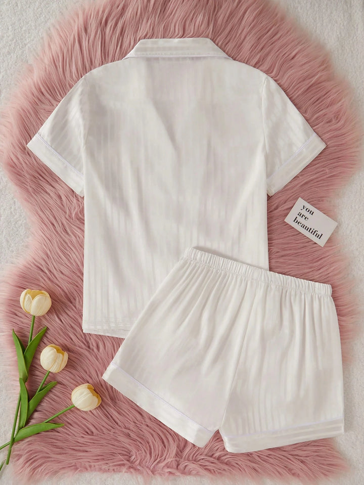 Compleu pijamale SHEIN, alb