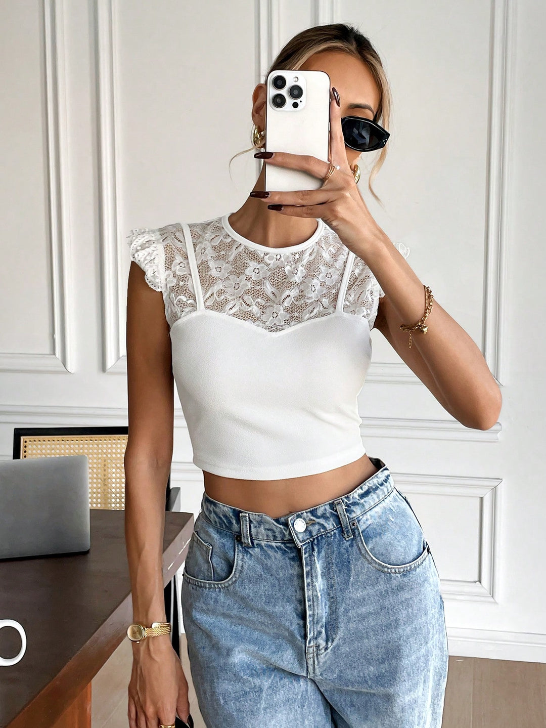 Top SHEIN, alb