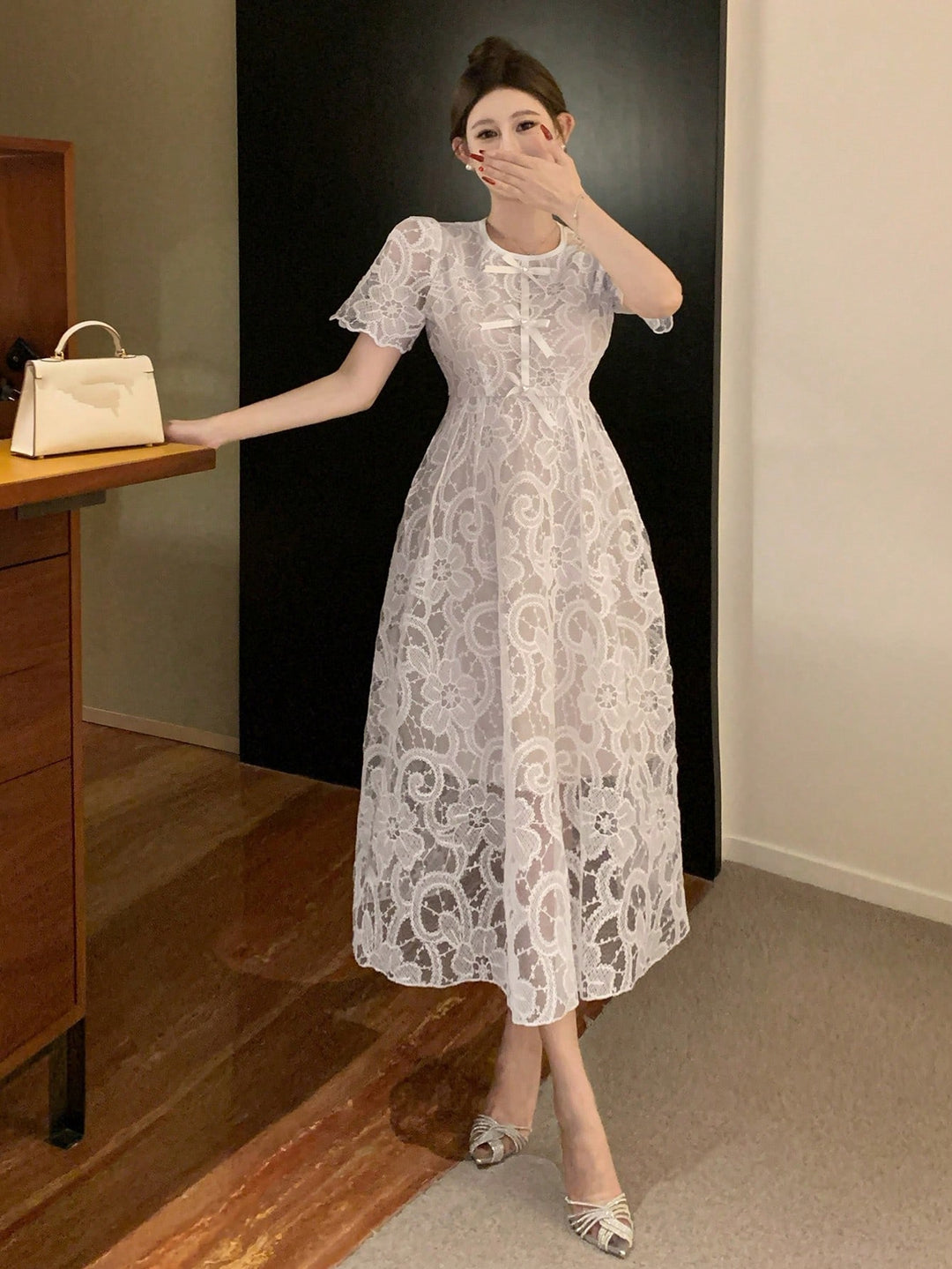 Rochie midi SHEIN, alb