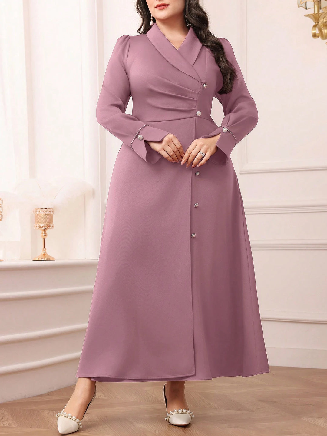 Rochie maxi Shein Curve+, roz