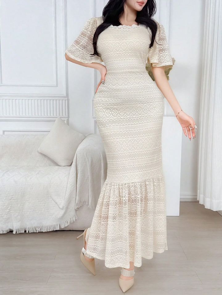 Shein maxi ruha, krém