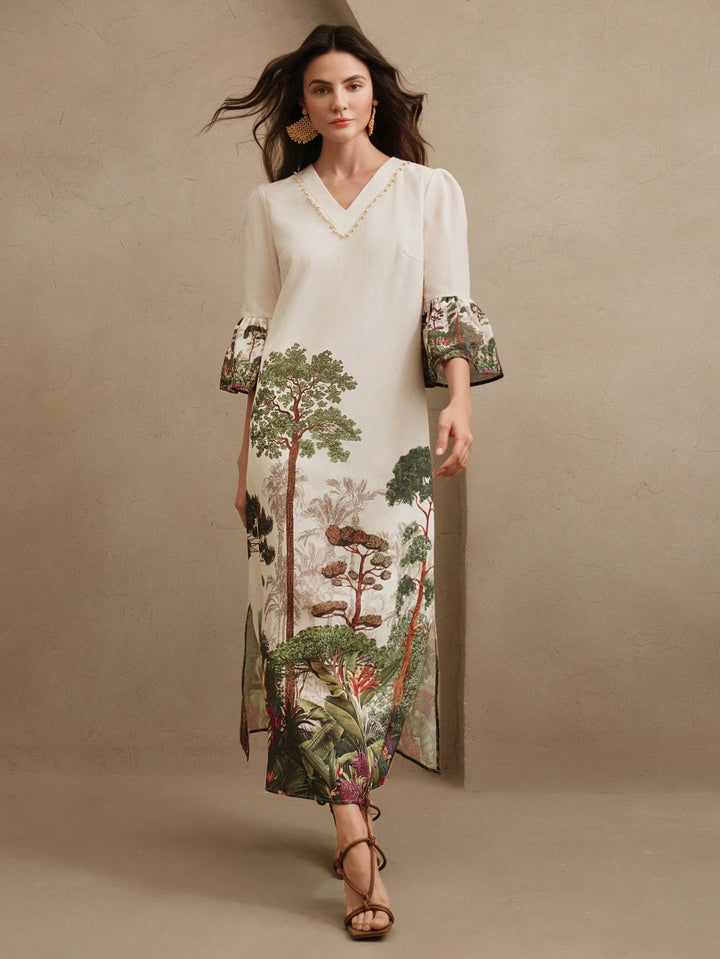 SHEIN maxi ruha, krém
