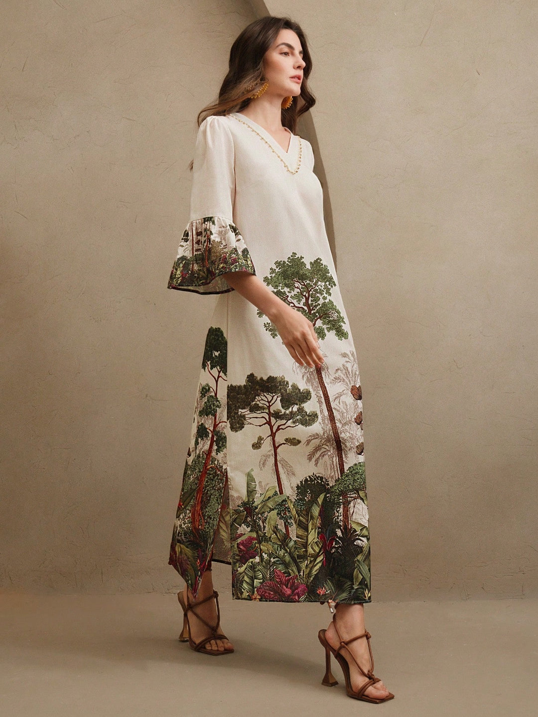 SHEIN maxi ruha, krém